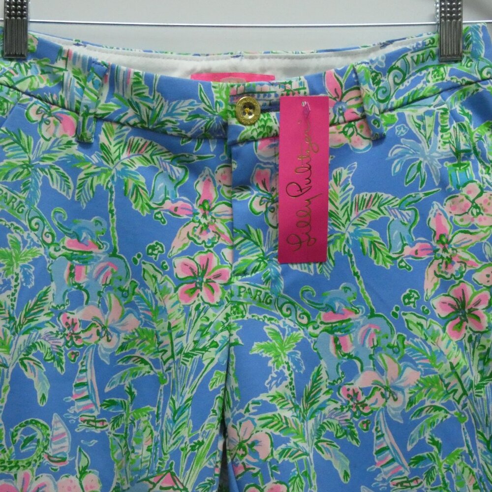 NWT Lilly Pulitzer Boca Blue Natia Mid-Rise Shorts Size 2 MSRP $98 - Picture 2 of 6